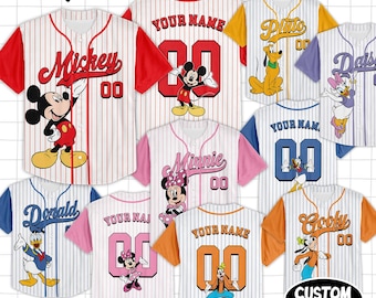 Custom   Mickey & Friends Number Baseball Jersey, Jersey Gift For Kids, Custom   Lover, Y2K Crewneck,   Birthday Gift