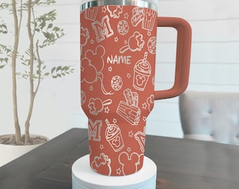Personalized Disney Snack Mickey 40 oz Tumbler, Custom Laser Engraved Tumbler with Name and Logo, Christmas Gift for Him or Her