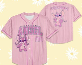 Custom   Stitch Angel Baseball, Custom Kid Youth Adult   Jersey,   Baseball Jersey, Stitch Birthday Gift Stitch Fan