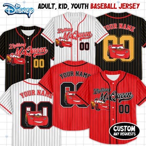 Custom Lightning McQueen Baseball Jersey, Custom   Cars Baseball Shirt, Matching   Trip Outfit,  land Birthday Gift