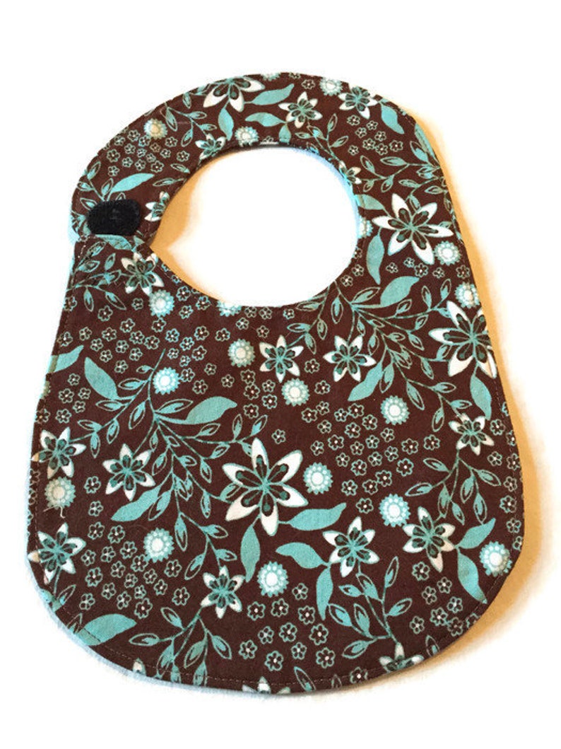 Brown teal floral print bib image 3