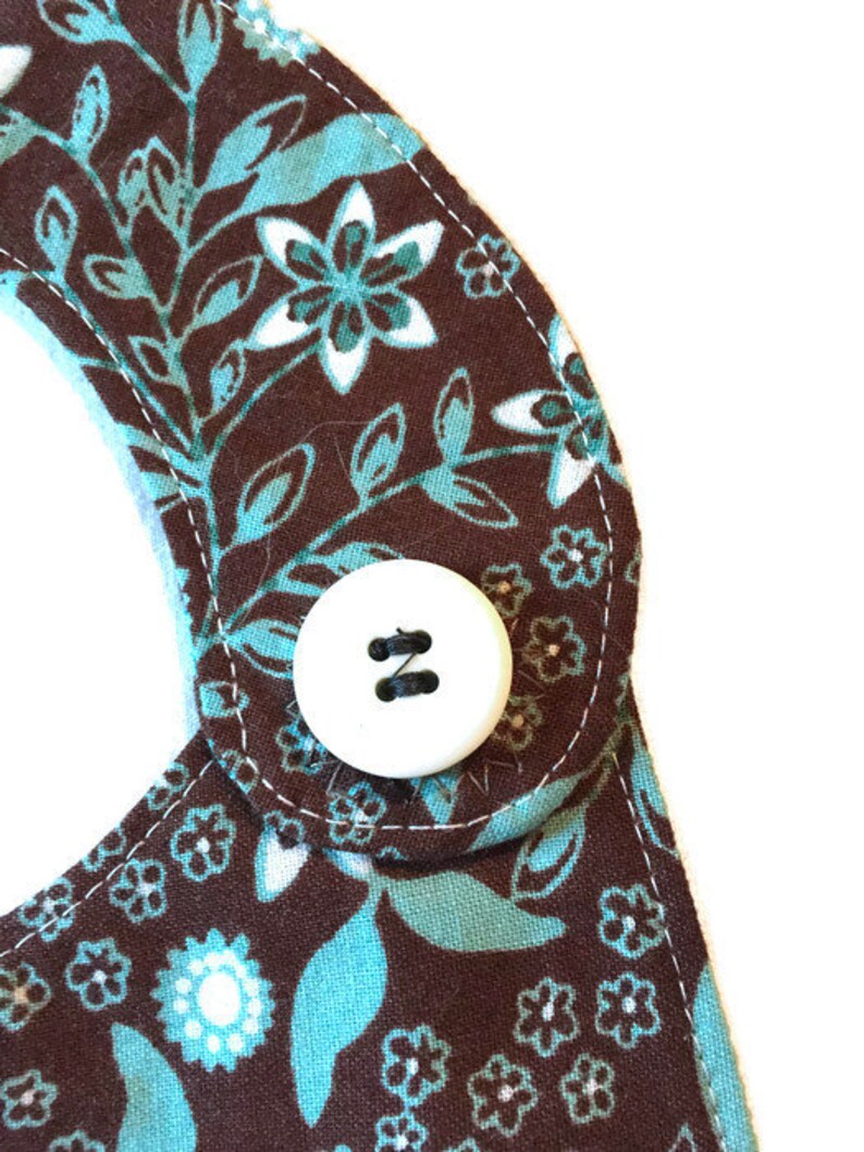 Brown teal floral print bib image 2