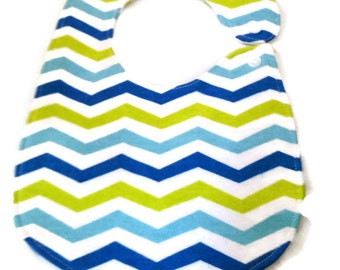 Blue green white chevron Flannel bib