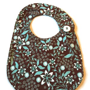 Brown teal floral print bib image 1