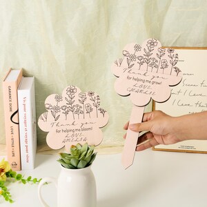 Personalized Teacher Plant Sign Helping Me Bloom, Teacher Gift Idea Card Holder, Thank You Gift Keepsake, Back to School Gift