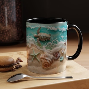 Beach Themed Coffee Mug: Sea Turtle Coastal Decor