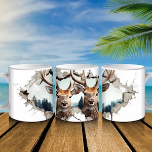Rustic Deer Ceramic Coffee Mug: Nature Lover Gift