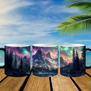 Mystische Farbmorphing Tasse, 11 Unzen, Farbwechsel Becher, Fantasy Kaffeetasse, Geschenk für Naturliebhaber, Einzigartiges Wohndekor Geschenk, Zaubertasse