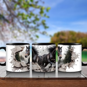 Majestic Running Horse Coffee Mug: Vibrant Ceramic Mug for Animal Lovers