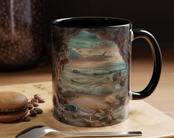 Beach Vibes Coffee Mug: Ocean Scene Ceramic Cup, Coastal Decor