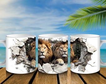 Caneca de Cerâmica Majestic Lion: Presente para Amantes de Animais