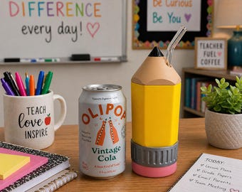 Pencil Can Holder Teacher Gift | Teacher Can Cooler | Personalized Teacher Appreciation | Standard & Skinny 12oz | End of Year Gift