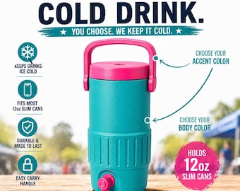 Custom Skinny Can Cooler Koozie | Personalized Mini Cooler | Fits Slim 12oz Cans | Energy Drink Gift  | 8+ Colors | Gym Girl Gift