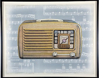 Retro Radio - original contemporary photography - Motorola mid-century radio mixed media