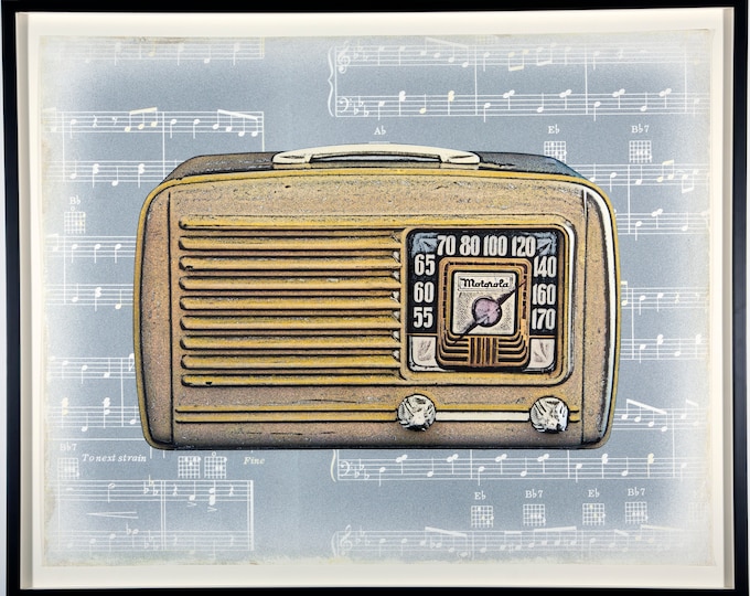 Featured listing image: Retro Radio - original contemporary photography - Motorola mid-century radio mixed media