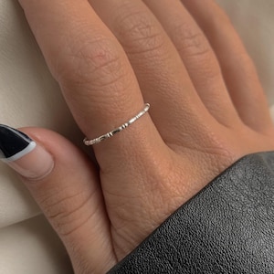 Dizzy Silver Ring | 925 Sterling Silver | Handmade Slim Textured Band
