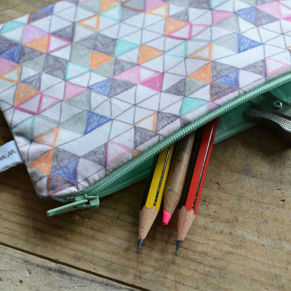 small geometric pencil case - handmade triangle pouch