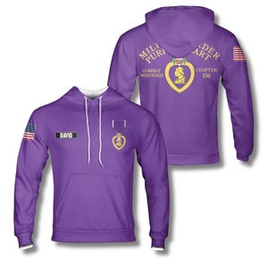 Personalized Purple Heart Hoodie - Combat Wounded Veteran Gift