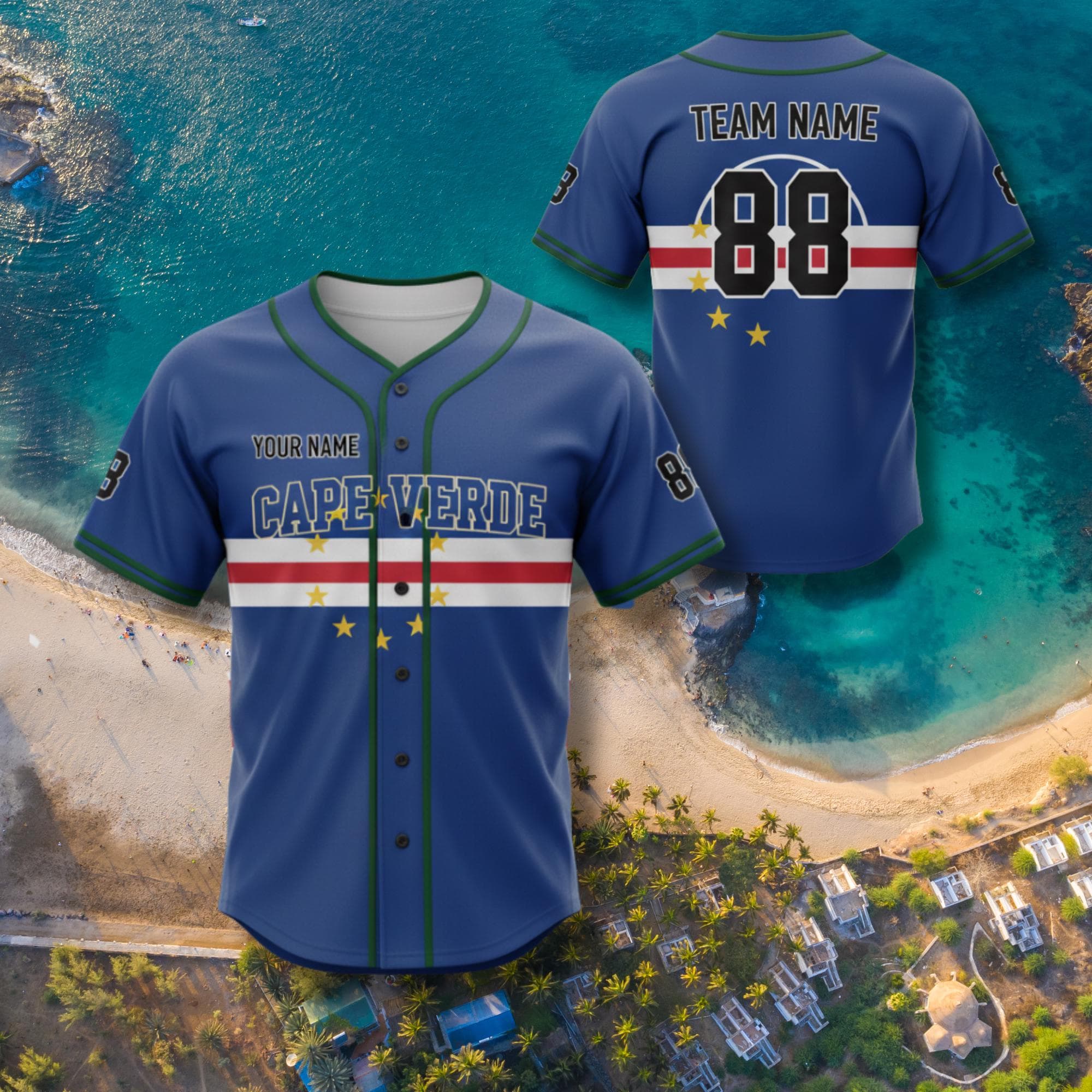 Discover Custom Cape Verde Baseball Jersey with Name Number, Personalized Team Gift
