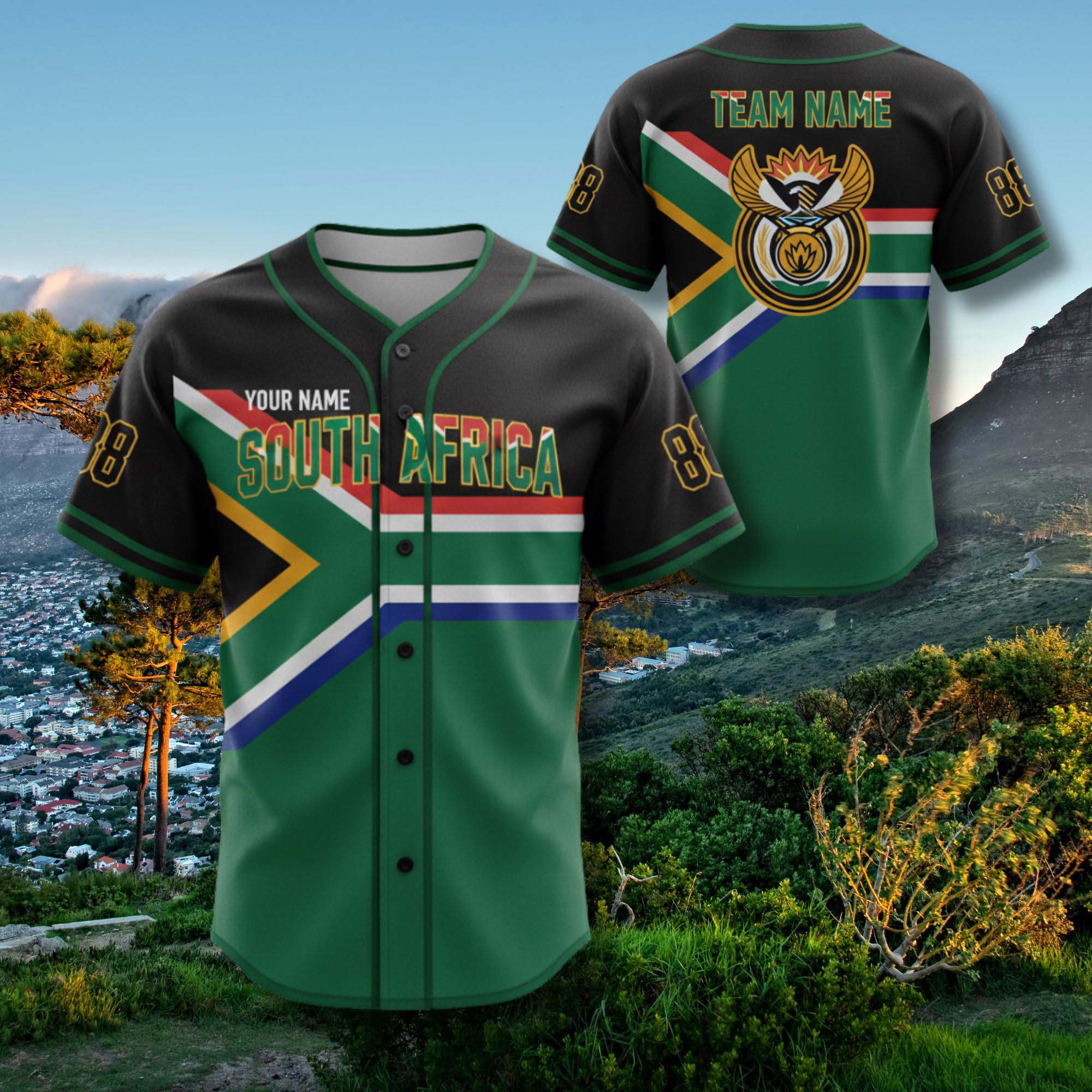 Discover Custom South Africa Baseball Jersey with Name Number, Personalized Team Shirt