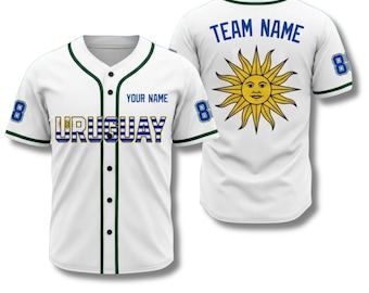 Personalized Uruguay Baseball Jersey Button Up Shirt Custom Name Number Team Name