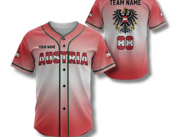 Custom Austria Baseball Jersey Personalized Name Number Team Softball Shirt