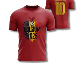 Belgium WC 2026 Soccer Fan Shirt Red Black Gold Lion Graphic Tee Unisex Game Day