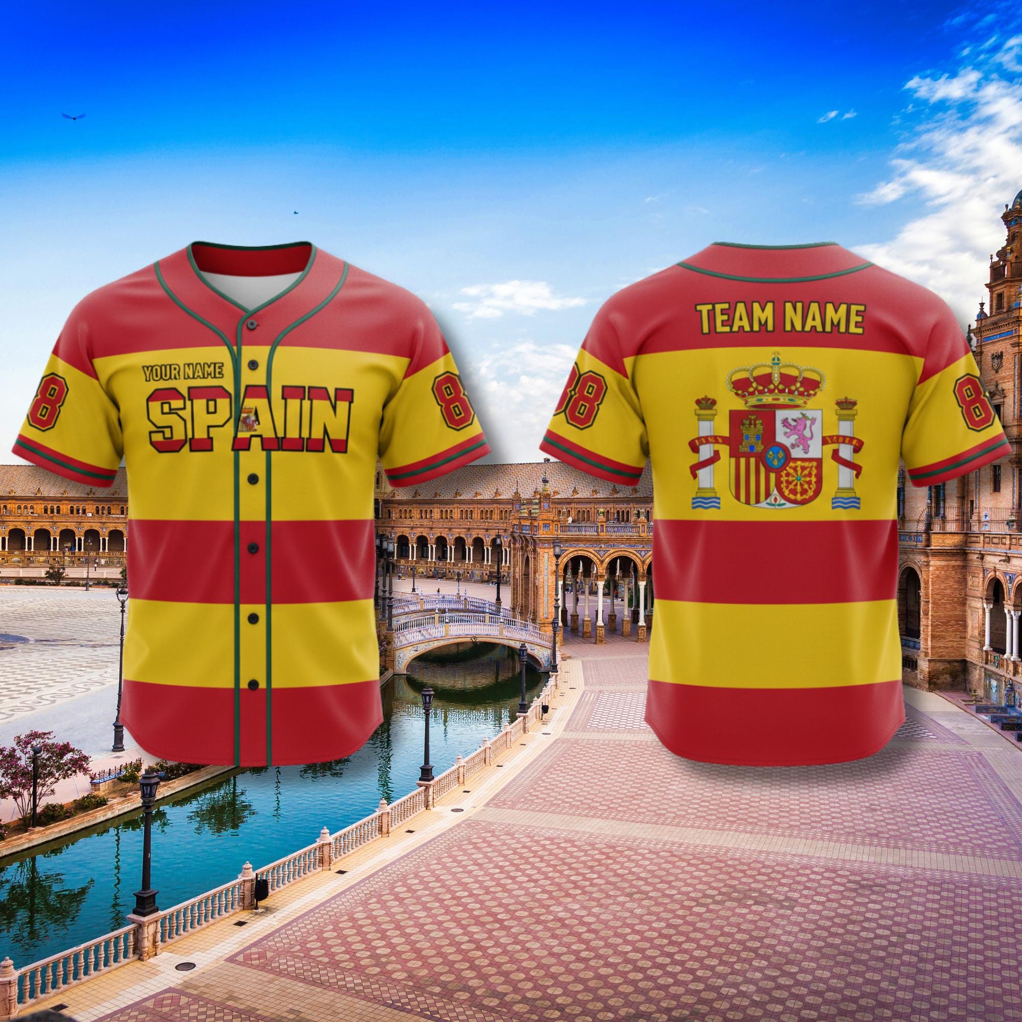 Discover Custom Spain Baseball Jersey Personalized Name Number Team Softball Shirt