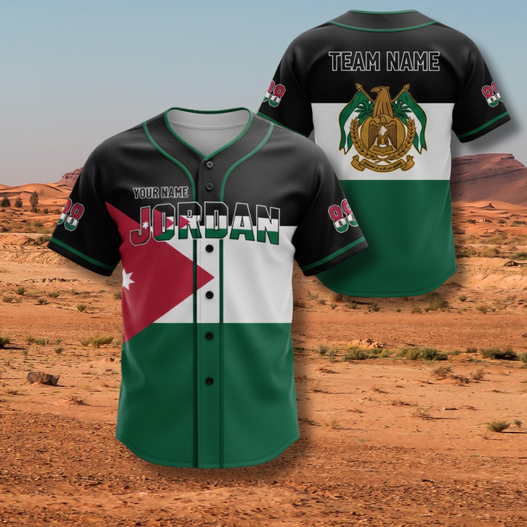 Discover Jordan Flag Colors Baseball Jersey Button-Up Shirt with Personalized Name, Number, and Team Name