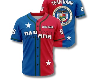 Personalized Panama Baseball Jersey Button Up Shirt Custom Name Number Team Name