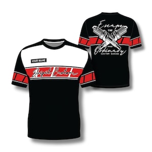 Custom Garage Drift T Shirt, Spark Plug Back Print, Personalized Name, Crew Neck