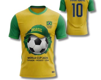 Brazil Soccer Fan Shirt WC 2026 Tournament Tee, Yellow Green Unisex Jersey Top