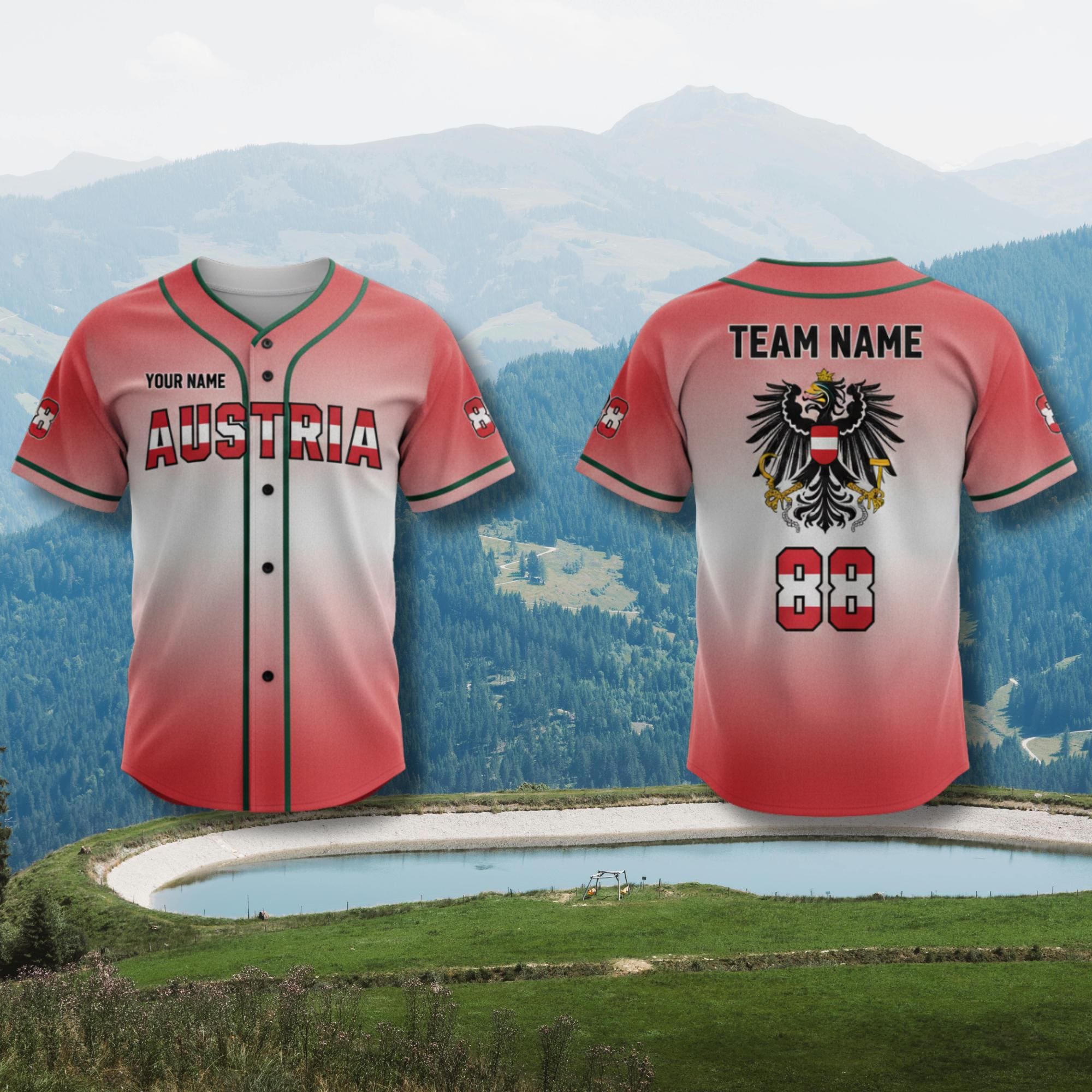 Discover Custom Austria Baseball Jersey Personalized Name Number Team Softball Shirt
