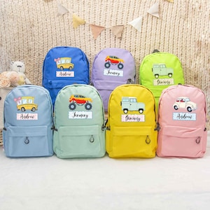 Personalized Children Backpack, First Day of School Gift, Bag With Name, Toddler Animals Backpack, Kid Bag, Baby Birthday Gift, Gift for Boy