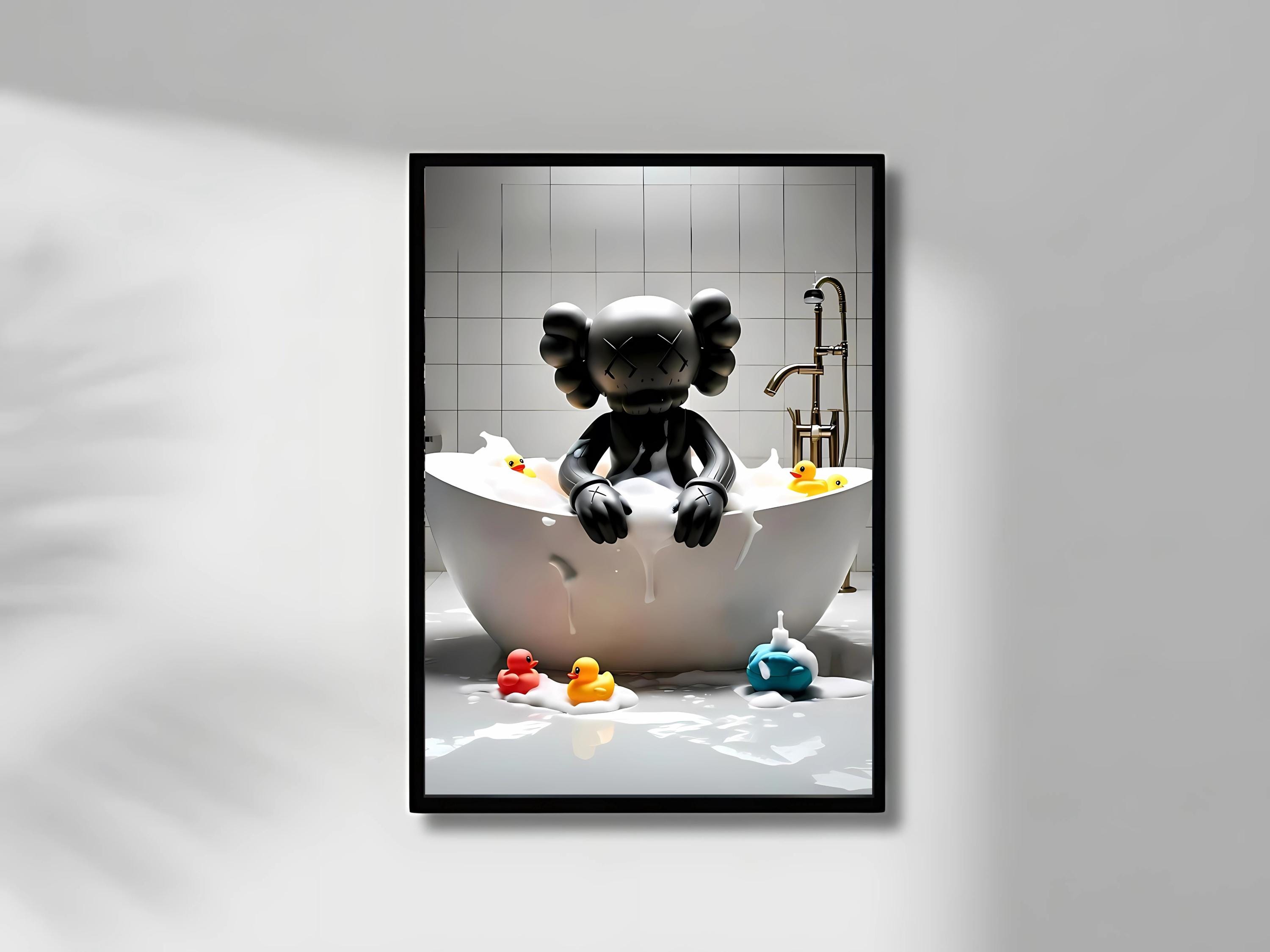 Kaws Sitting on Bathtube Poster, Hypebeast Bathroom Decor, Kaws ...