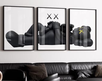 KAWS Poster Set of 3: Hypebeast Wall Art and Minimalist Graffiti Decor - Perfect Digital Download Gift for Art & Sneaker Lovers