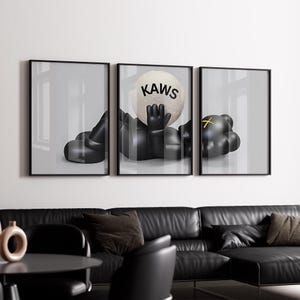 KAWS Poster 3er Set: Hypebeast Wandkunst und Minimalistisches Graffiti Dekor - Perfektes digitales Download Geschenk für Kunst- & Sneaker-Liebhaber