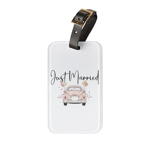Just Married Luggage Tag - Wedding Travel Accessory, Honeymoon Gift, Bridal Shower Favor, Destination Wedding Essentials, Travel Tags