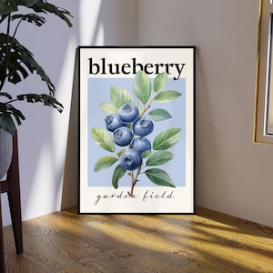 Blueberry Wall Art Printable – Botanical Kitchen Fruit Poster | Digital Download