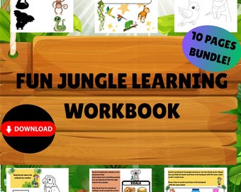 Fogli di lavoro per bambini in età prescolare, quaderno di lavoro con personaggi, materiale stampabile per bambini, tracciamento della matematica, download digitale, quaderno di lavoro divertente per bambini all'asilo