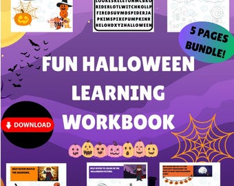Busy Book Kindergarten Halloween Toddler Preschool Worksheets Tracing Workbook Digital Download Kids Bundle Worksheets for kids Printable