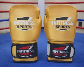 Infitness Sports Leather Boxing Gloves for Adults, MMA Training 8-14oz