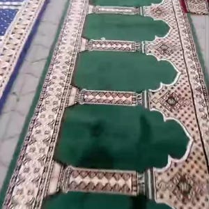 Slitstarka bönemattor för mattor, hel längd, 14'/24'/30' fot x bredd, 120 cm lång, moské - Eid-församlingar, Tarawih - blå/grön