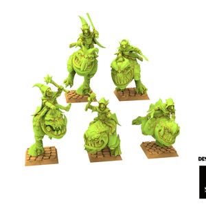 Orc & Goblin - x5 Kavehorror Hopper - The Black horde - The Beholder Miniatures