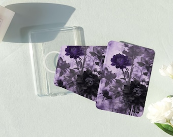 Dark Purple Peony Removable Magnetic Cover for Kindle&Paperwhite 12th/11th/10th,MagSafe Clear Black Case,Kindle Stand,Customizable Gift