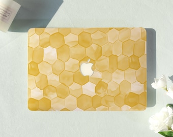Yellow Hexagon Art Macbook Air Case |Hard Laptop Case for Macbook Air 11/13/15 Pro 13/14/15/16 Cover |Laptop Sleeve,Gift for Friend
