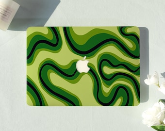 Groovy Green Curve Art Macbook Air Case |Hard Laptop Case for Macbook Air 11/13/15 Pro 13/14/15/16 Cover |Laptop Sleeve,Gift for Friend