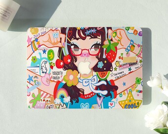 Sticker Collage Girl Macbook Air Case |Hard Laptop Case for Macbook Air 11/13/15 Pro 13/14/15/16 Cover |Laptop Sleeve,Gift for Friend