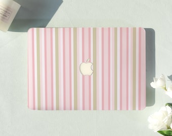 Pastel Pink Stripes Macbook Air Case |Hard Laptop Case for Macbook Air 11/13/15 Pro 13/14/15/16 Cover |Laptop Sleeve,Gift for Friend