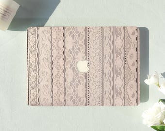 Vintage Lace Strips Macbook Air Case |Hard Laptop Case for Macbook Air 11/13/15 Pro 13/14/15/16 Cover |Laptop Sleeve,Gift for Friend